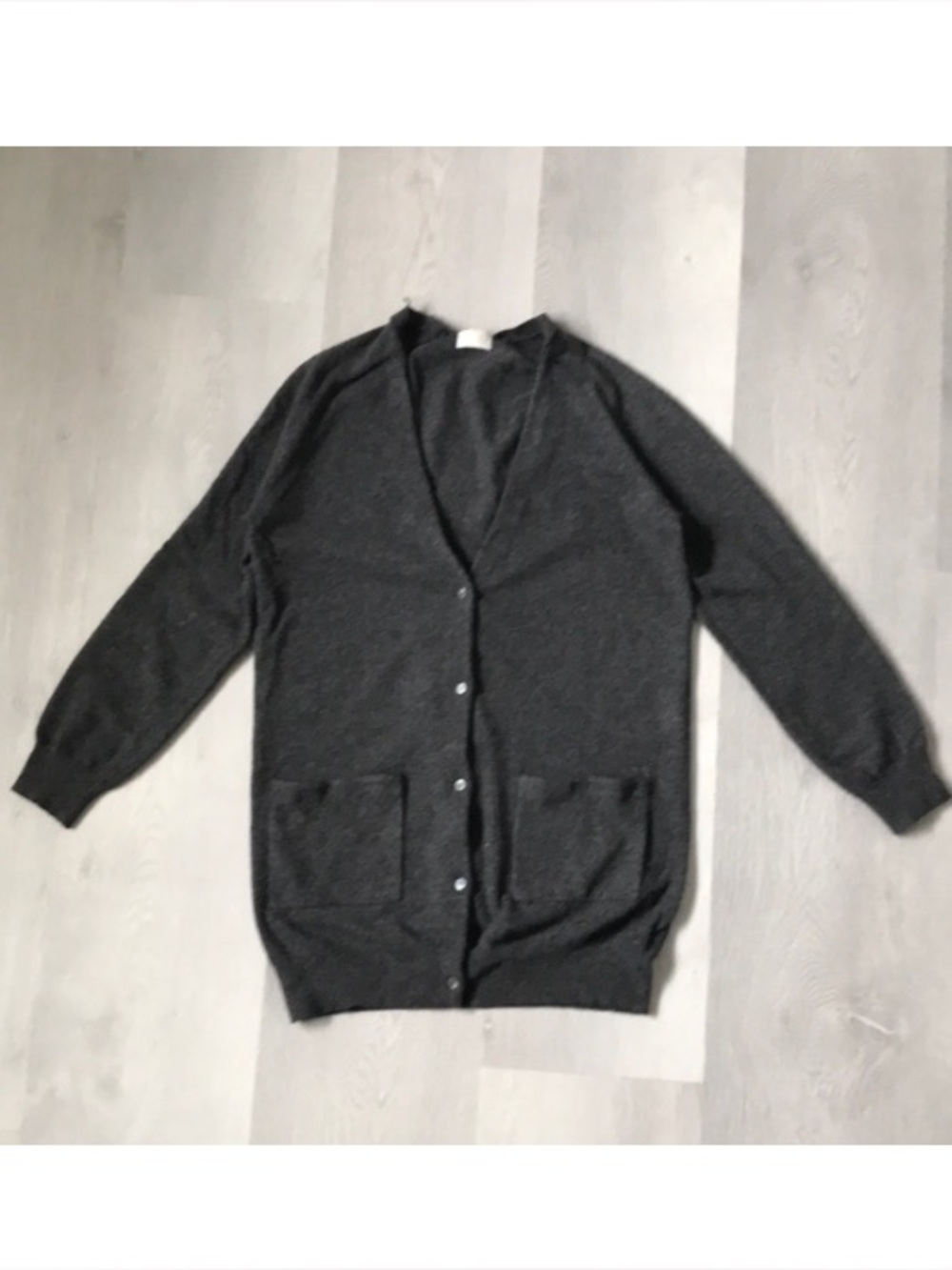 TSE CASHMERE CARDIGAN SWEATER LONGLINE V NECK BUTTON WOMENS LARGE